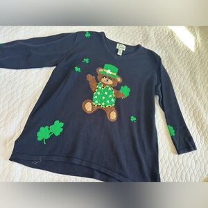 NWOT Vintage  Quacker Factory St. Patrick's Day Irish Bear sweater
